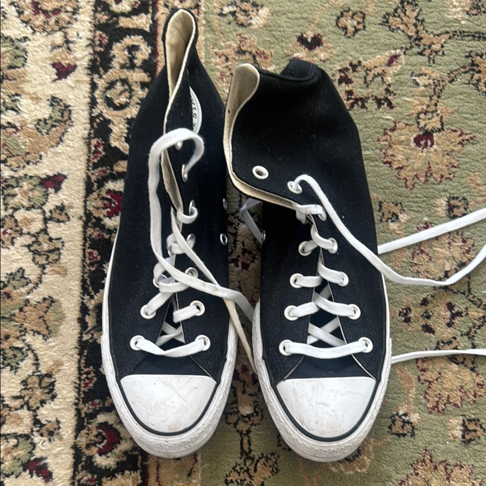 Black High-Top Sneakers with White Laces